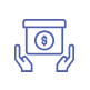 Icon showing a donation box held up by two hands
